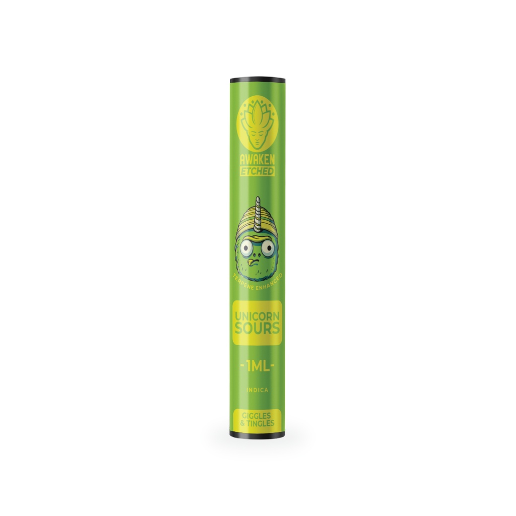 Awaken® Vape Etched Cartridges 1ml - Unicorn Sours (Indica)