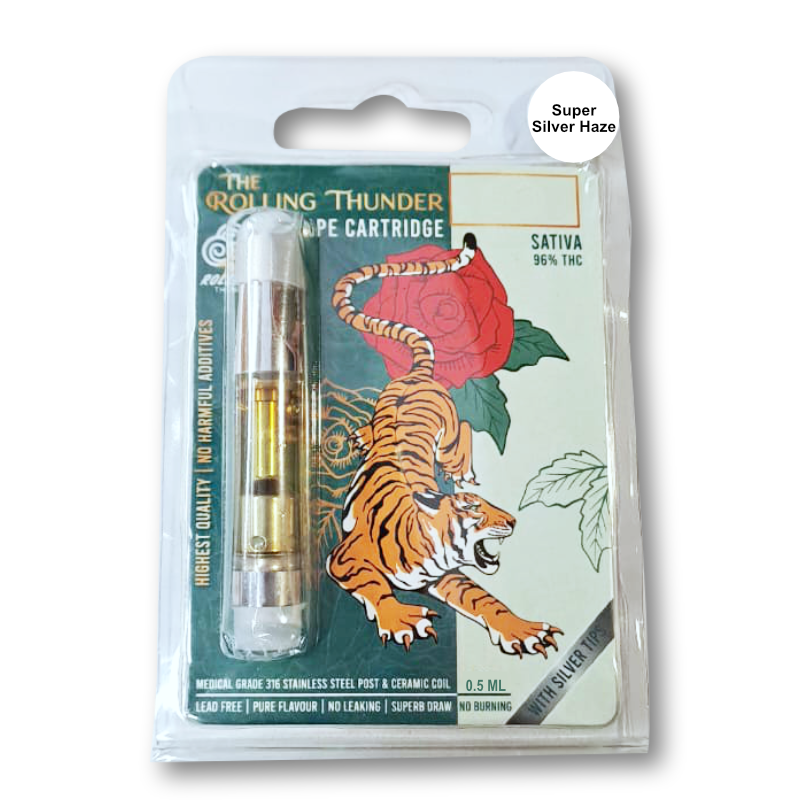 Rolling Thunder Vape Cartridge Full Spectrum - Premium - Super Silver Haze (Sativa) 0.5ml