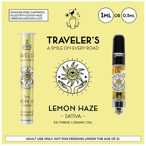 Traveler’s® Classic Vape Cartridges 1ml - Lemon Haze (Sativa)
