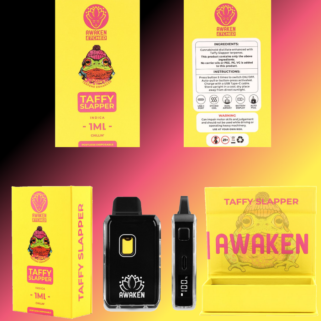Awaken® Etched Disposable Vape 1ml - Taffy Slapper (Indica)